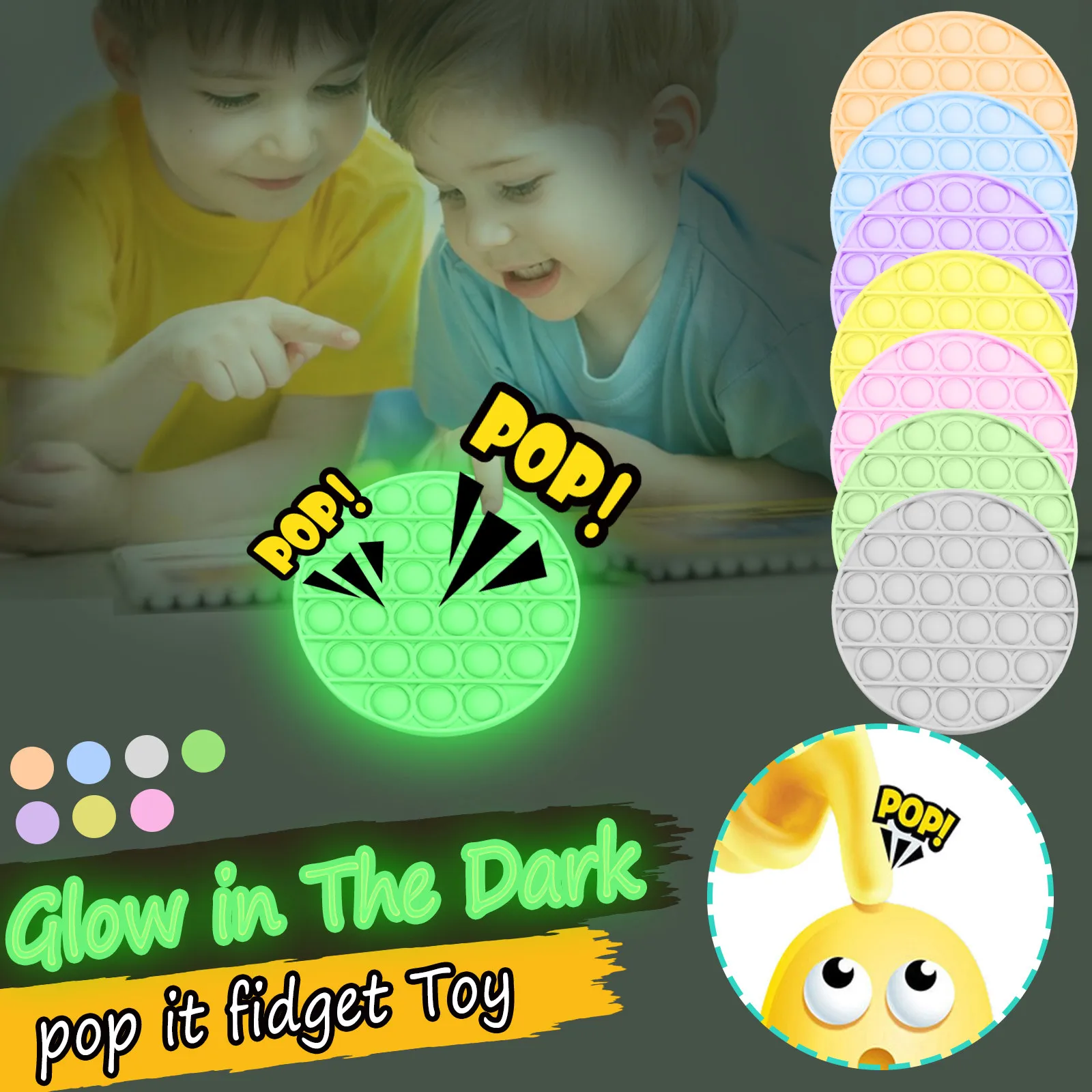 

Adult Kids Push Bubble Fidget Sensory Toy Glow in The Dark Push Bubble Fidget Sensory Luminous Stress Relief Toy Stress Reliever