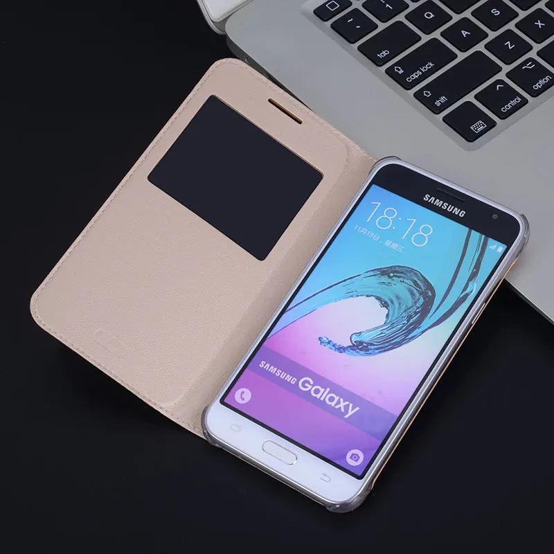 flip cover leather phone case for samsung galaxy j1 j120 j2 prime j7 j710 j5 j3 2015 2016 2017 2018 pro transparen window funda free global shipping