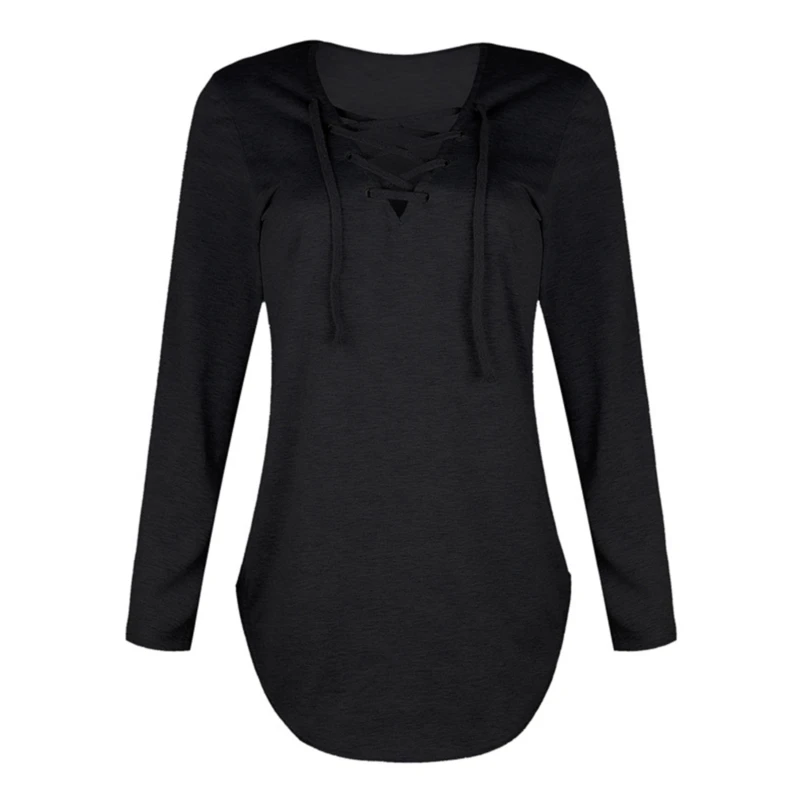 

Soild Drawsting Women Blouse Tops Sexy V-neck Spring Autumn Tunic Long Sleeve Casual Loose Shirt For Women Blusa