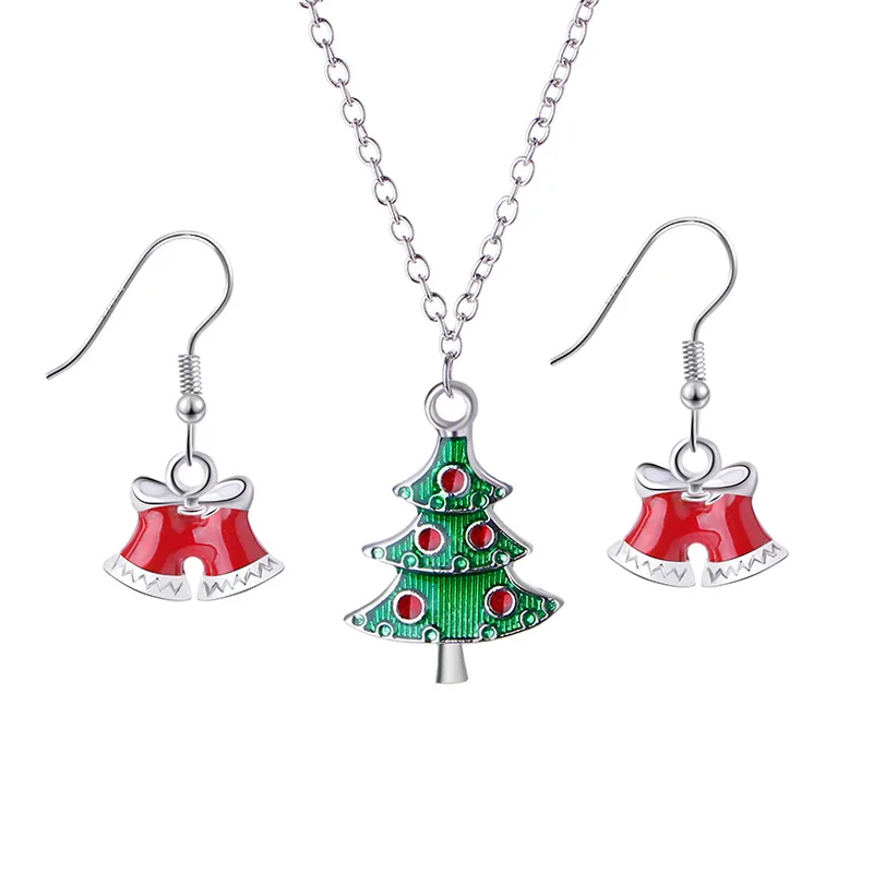 

Christmas Series Oil Dripping Old Man Elk Bell Earring Necklace Multiple Sets Are Used for Wholesale of Women Christmas Gifts