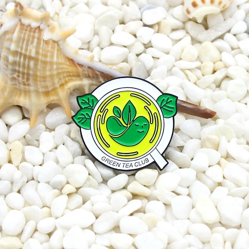 Круглые Эмалированные булавки в виде зеленых чайных клубов 10 стилей | Украшения и