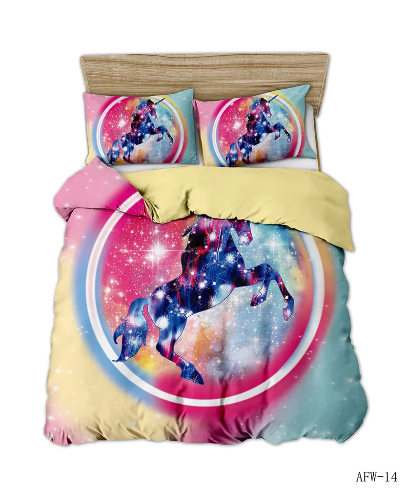 

3D Printed Cartoon Unicorn Bedding Set Cute Girl Bedroom Decoration Quilt Cover Pillowcase Gift For Children Luxury Home Textile