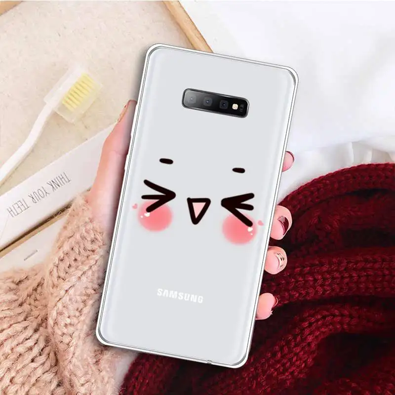 

Cute Simple Smiley Expression Phone Case Transparent For Samsung Galaxy A71 A21s S8 S9 S10 plus note 20 ultra