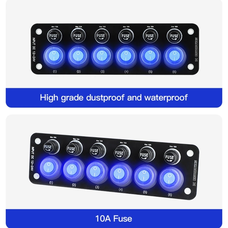 

Multi Port Sockets Switches 6 Position Car Electronic Accessories On/Off PC Power Button Toggle Switch For Motorhome RV