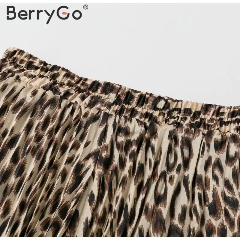 BerryGo, леопардовая расцветка, длинная юбка, Женская Повседневная Уличная одежда, высокая талия, Дамская Нижняя юбка, линия, осенняя Женская эластичная юбка