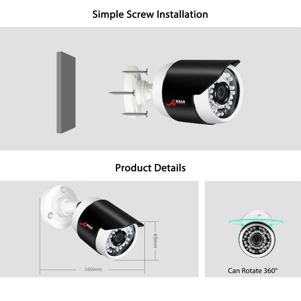 Система видеонаблюдения ANRAN 1080P AHD аналоговая HD камера безопасности 4 канала DVR
