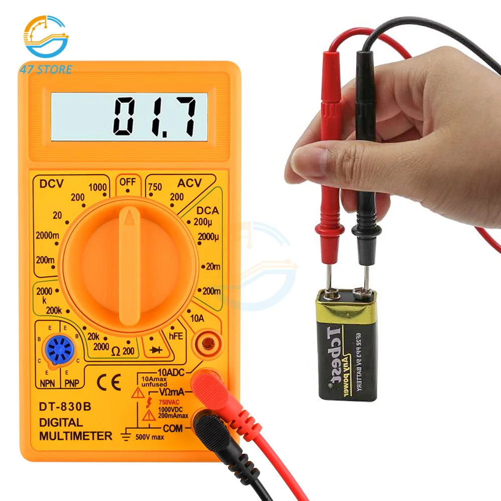 

DT830B Professional LCD Digital Multimeter Tester Meter AC DC 750/1000V Voltmeter Ammeter Ohm Electrical Multi Tester DT-830B