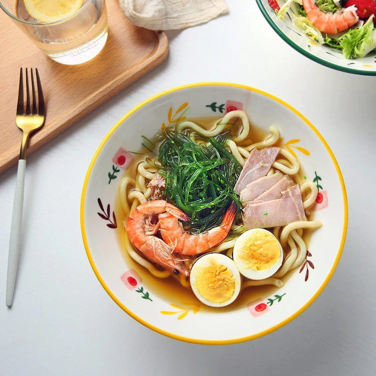 

Милая миска для смузи в японском стиле, для десерта, лапши, корейской еды, для завтрака, рамен, керамическая посуда, фарфоровая посуда DE50W