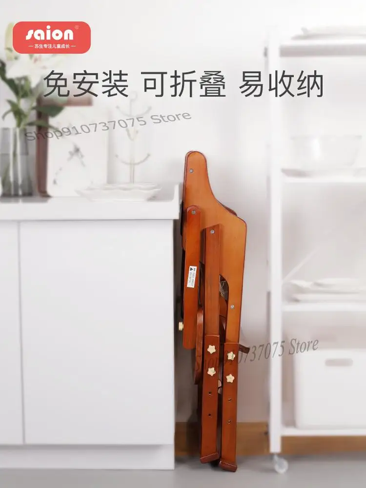 Baby Dining Chair Child Home Table Multi Functional Portable Folding Solid Wood |