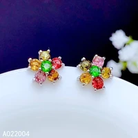 kjjeaxcmy fine jewelry 925 sterling silver inlaid natural tourmaline female earrings ear studs beautiful support detection