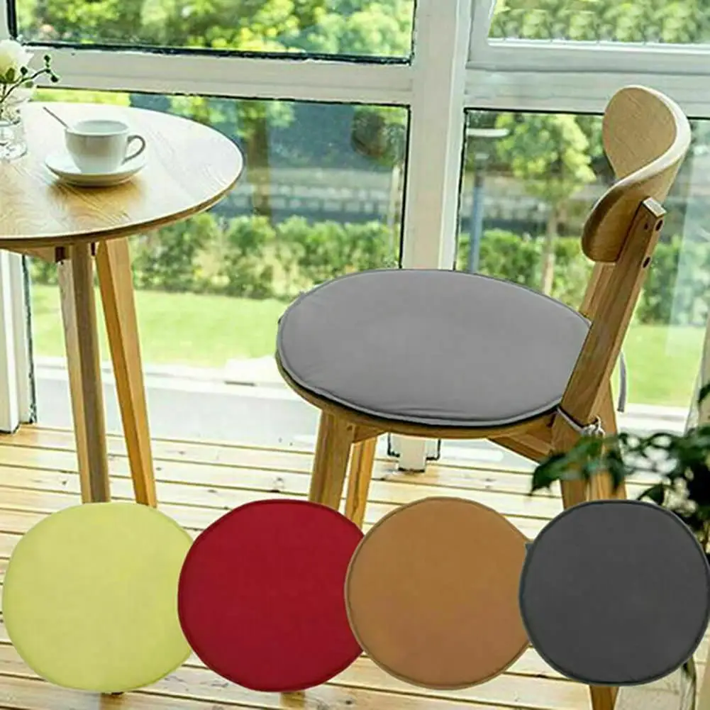 

Simple Style Round Chair Cushion Bandage Type Household Fabric Thicken Dining Chair Cushion Stool Cushion Student Office Seat