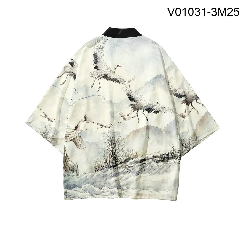 Японское кимоно юката Haori 3D печать Косплей женщин/мужчин мода лето Повседневная крутая короткий рукав - Цвет: B