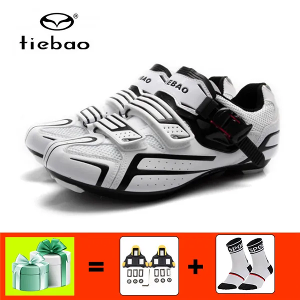 W shoes with cleats TIEBAO sapatilha ciclismo обувь для шоссейного велоспорта бутсы уличные кроссовки шина для шоссейного велосипеда самозакрывающаяся дышащая обувь для велосипеда - Цвет: W shoes with cleats