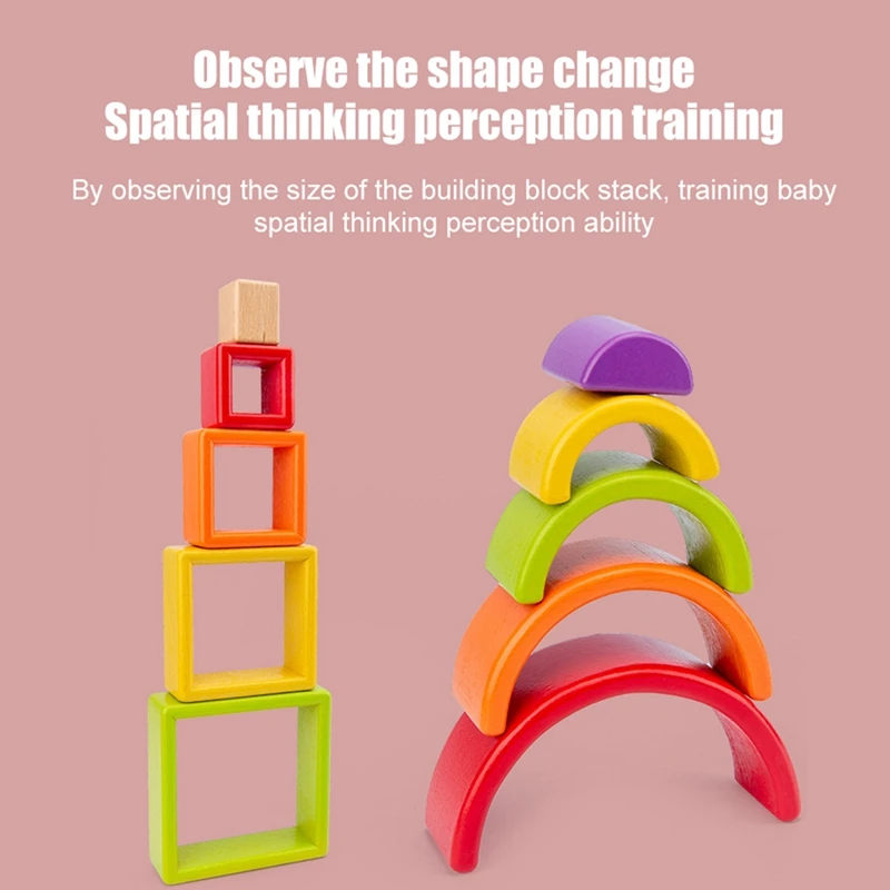 

Wooden Rainbow Stacking Game Building Blocks Kids Building Blocks Toy Educational