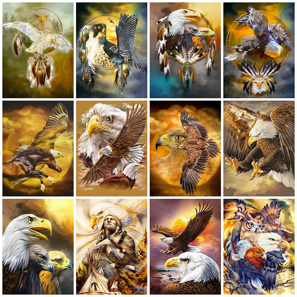 

HUACAN 5D DIY Diamond Painting Eagle Home Decor Craft Kit Full Square Diamond Embroidery Animal Mosaic Cross Stitch Handicraft