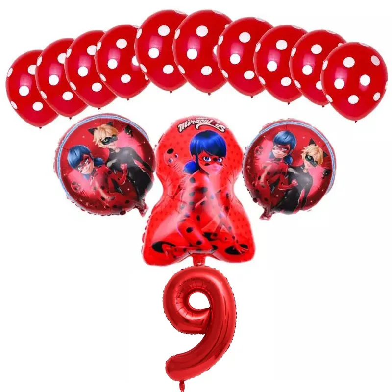 Balloons-29-14pcs 6 шт./компл. из мультфильма, популярная яркая детская одежда с рисунком "Божья коровка" Фольга воздушные шары День рождения украшения божья коровка гелиевый Майларовый и 32 дюймов шара с цифрой - Цвет: Balloons-29-14pcs