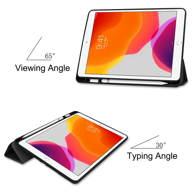 Умный чехол для всех-New iPad 7-го поколения 10,2 дюймов планшет, чехол с держателем карандаша-мягкая задняя крышка из ТПУ