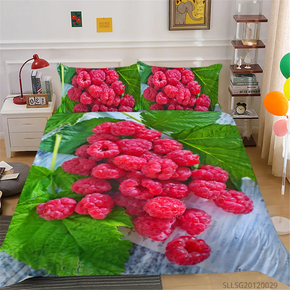 

3D Bedding Set Luxury Duvet Cover Set Colorful Fruit Print King Queen Double Modern Home Bed Set Pillowcase Hotsale