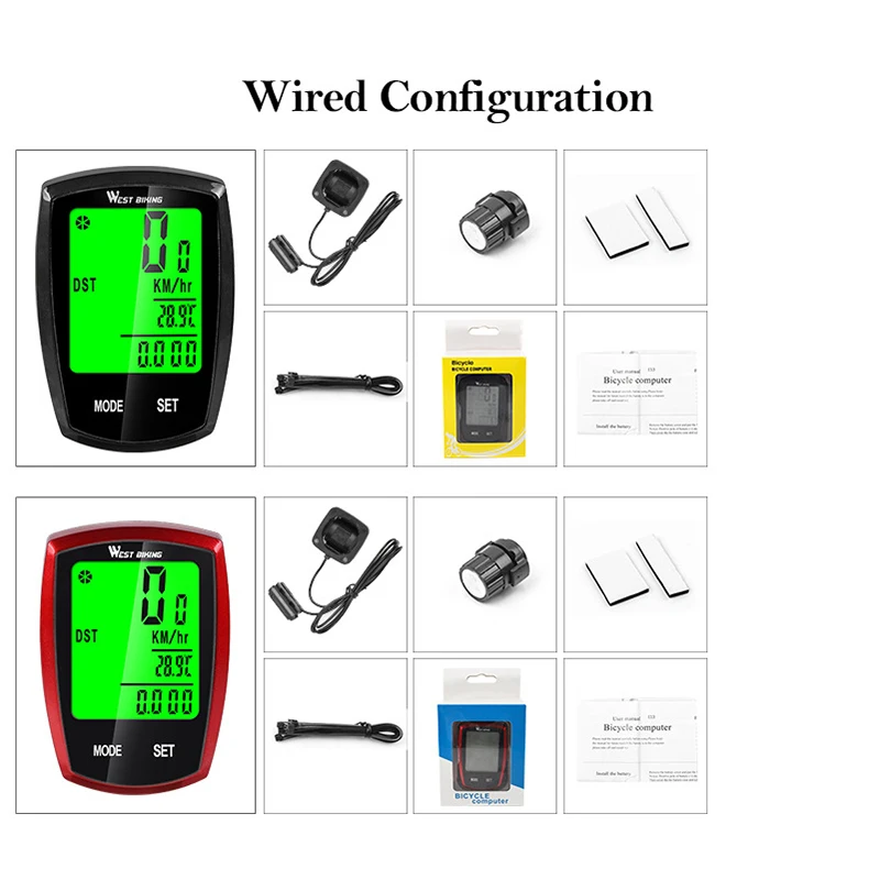 Водонепроницаемый велосипедный компьютер проводной светодиодный цифровой