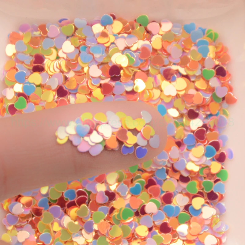 25 г 3 мм разноцветные пайетки в форме сердца для украшения ногтей шейкер карта