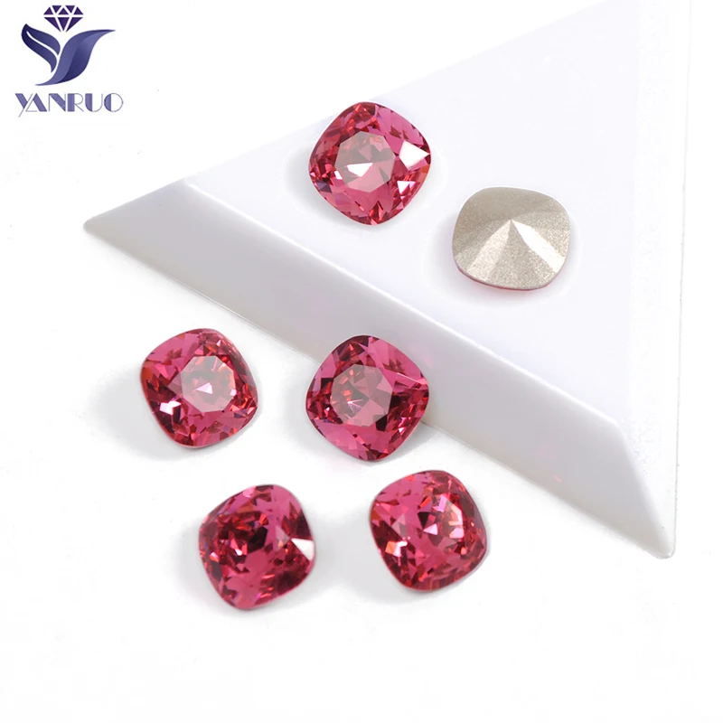 

YANRUO 4470 фуксия цветные высококачественные блестящие кристаллы в форме подушки Популярные Стразы 3D стекло для ногтевого дизайна драгоценные камни