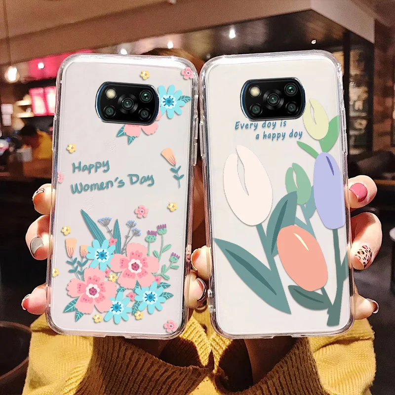 

Soft Case For Xiaomi Poco M3 Case Transparent Flower Cover For Xiaomi Poco X3 NFC Case TPU Poco F2 Pro X2 Pocophone F1 PocoX M 3