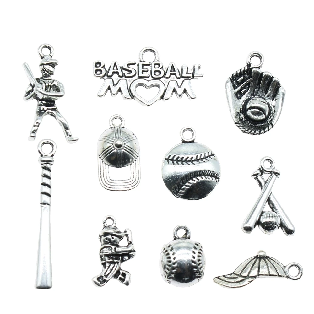 15 шт. бейсбольные шармы бейсболки подвески ювелирные изделия антикварные