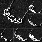 1 шт. новое ожерелье из нержавеющей стали музыкальная нота волна Лыжная лодка медведь Птица Животное посеребренный золотой цвет кулон ювелирные изделия длиной 45 см