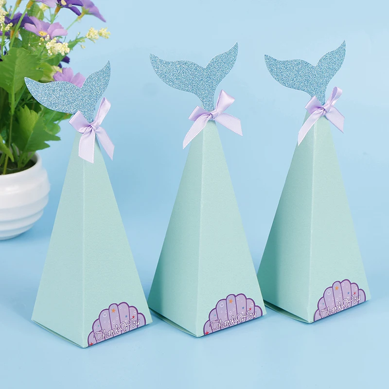 

10Pcs Mermaid Gift Boxes Sweet Paper Candy Box Mermaid Birthday Party Decoration