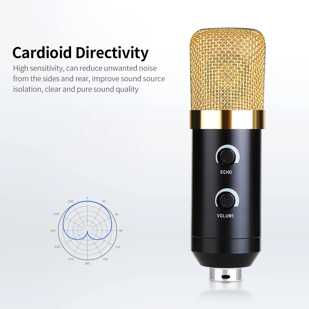 Проводной USB конденсаторный микрофон настольный для записи звука кардиоидный с