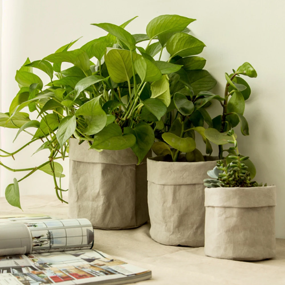 Plant Pot Coat Kraft Paper Basket Flower Cover Waterproof Multifunctional Cosmetic Bag Reusable For Home Decor | Дом и сад