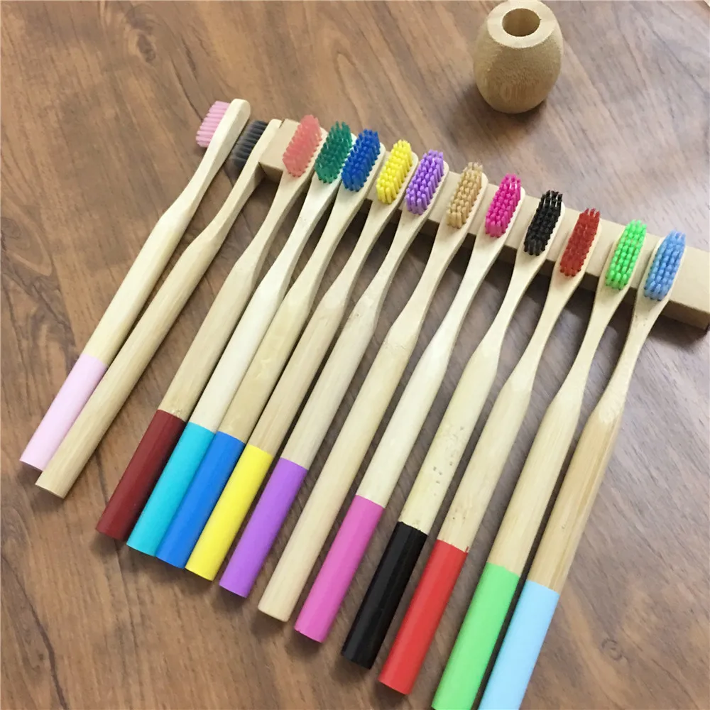 Круглая бамбуковая зубная щетка веганская ручка средняя щетина Экологичная cetillo