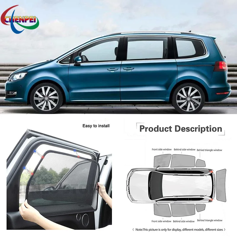 For Volkswagen Sharan 2012 Car Full Side Windows Magnetic Sun Shade UV Protection Ray Blocking Mesh Visor Car Accessories