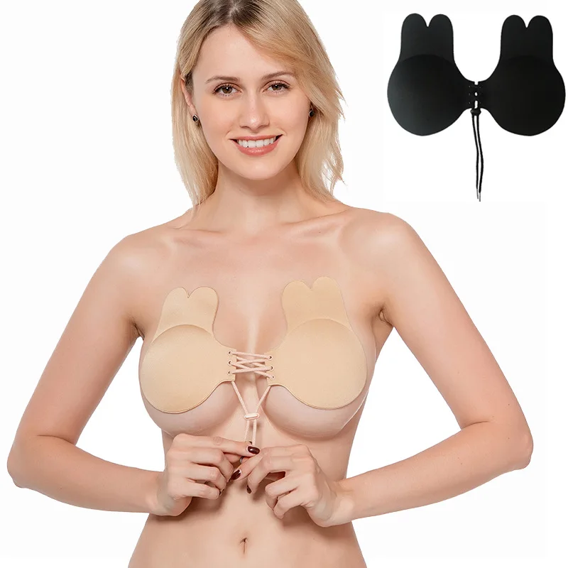 

Sticker Self Adhesive Nipple Cover Reusable Breast Pasties Silicone Invisible Lingerie Push Up Bra Rabbit Strapless Adhesive Bra