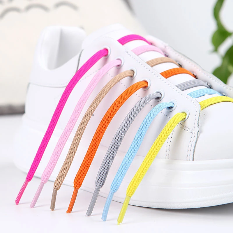 Elastic Shoelaces Flat No Tie Shoe laces Fashion Fast Metal Lock Shoelace Kids Adult Sneakers Safety Lazy Laces Unisex 1 Pair