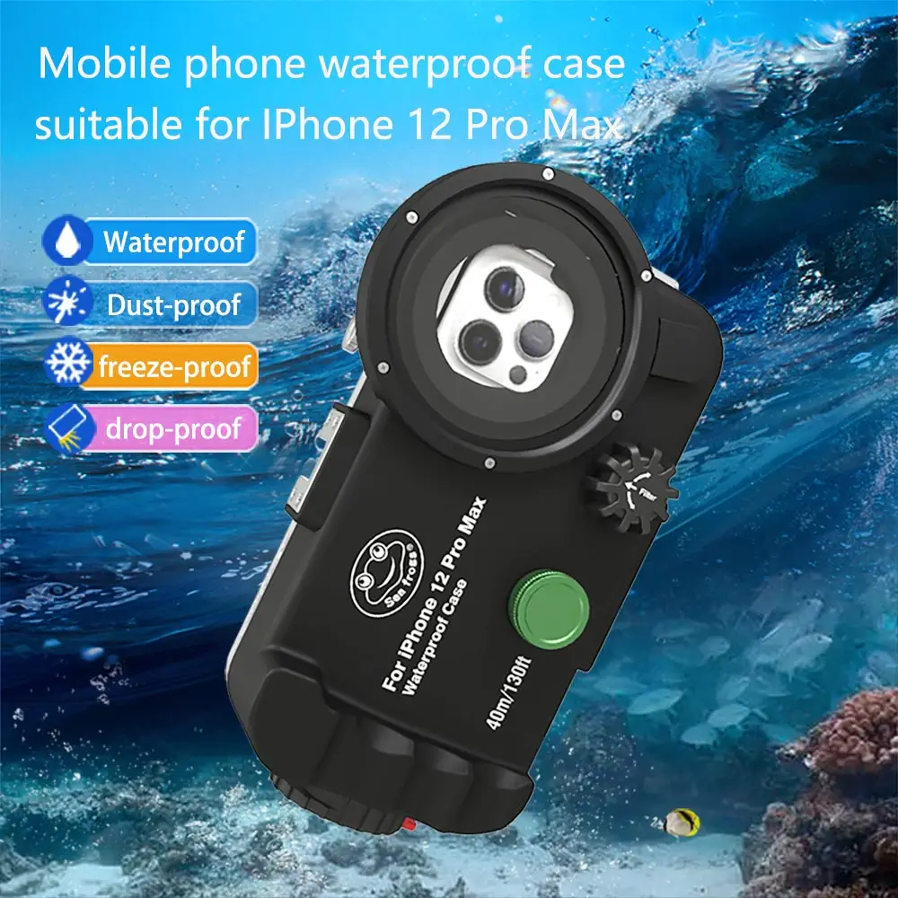 

Button Control 40m/130ft Underwater Mobile Housing For iPhone 12 Pro Max Diving Case Underwater Professional cover