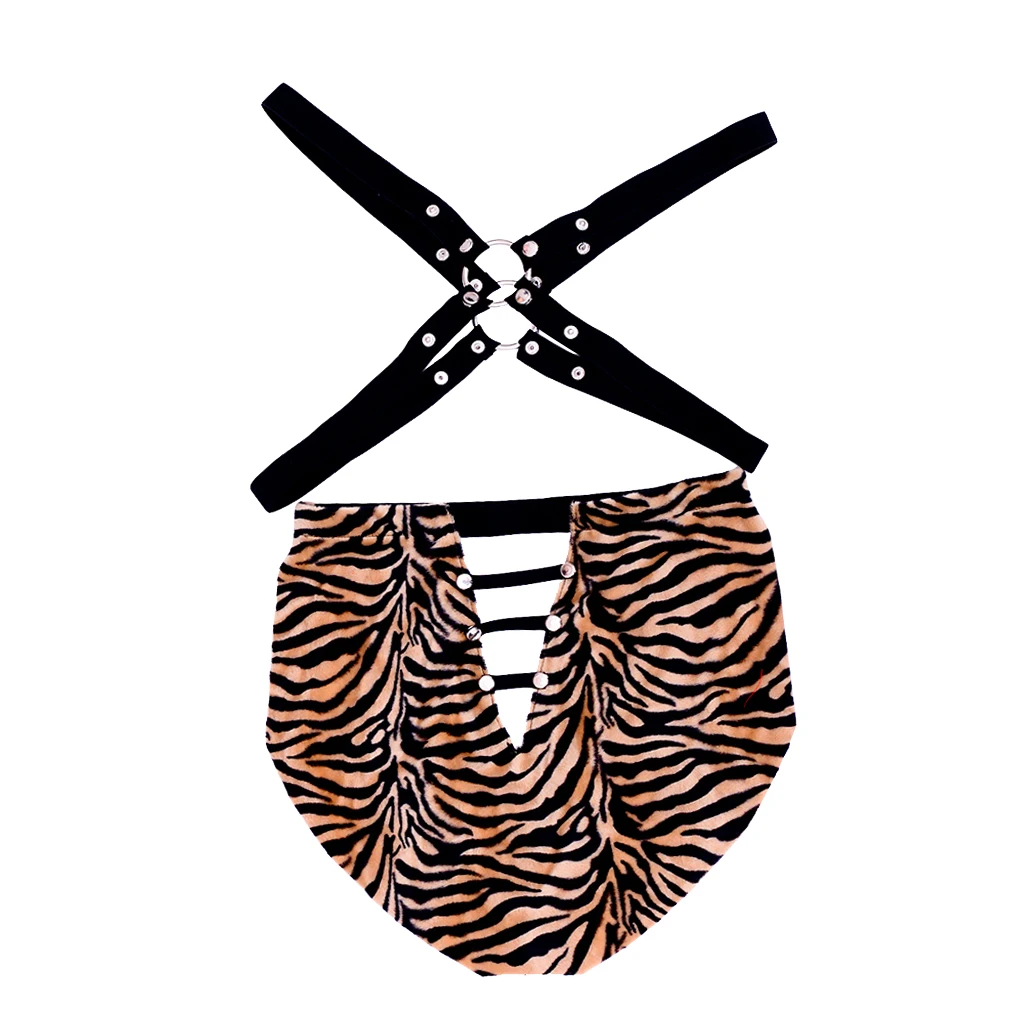 

Sexy Men Leopard Harness Underwear Nightwear Bodysuit Teddy