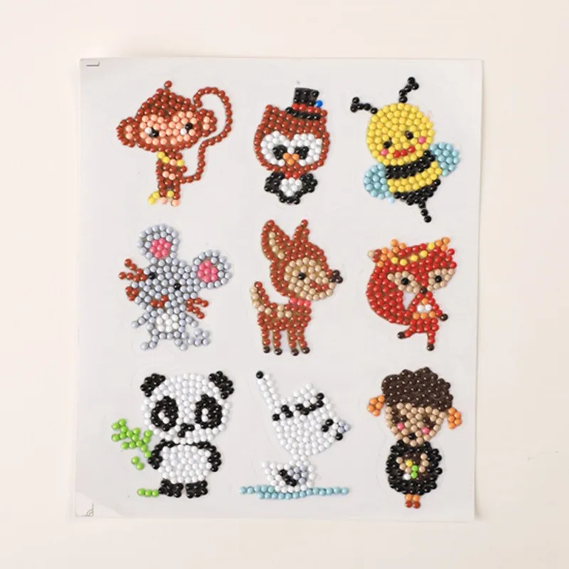 

9pcs Panda Monkey Pattern Diamond stickers for kids Diamond Mosaic Embroidery Cross Stitch DIY Decor for notebooks Phone Cup