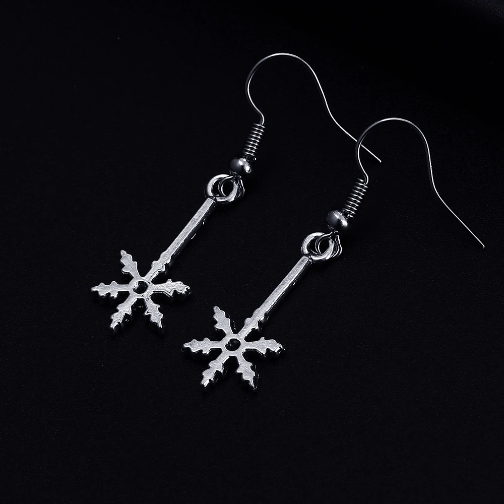 Женские серьги-подвески в стиле ретро зимние посеребренные форме снега серьги