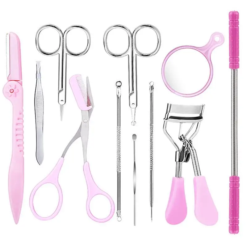 

11PCS Eyebrow Grooming Set Professional Eyebrow Tool Set Facial Hair Remover Eyebrow Scissor comb Women Girl Makeup Tools