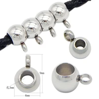 50pcs stainless steel big hole beads pendant clasp for jewelry making hanging connector diy leather rope cord bracelet finding