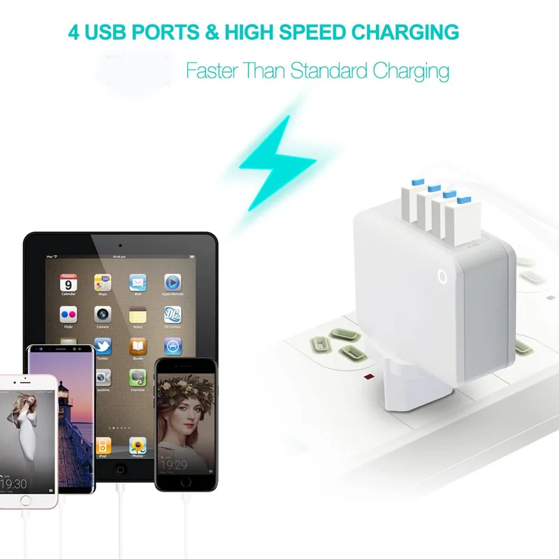 Несколько USB Зарядное устройство 4 Порты международной usb-разъем 5V / 4.4A