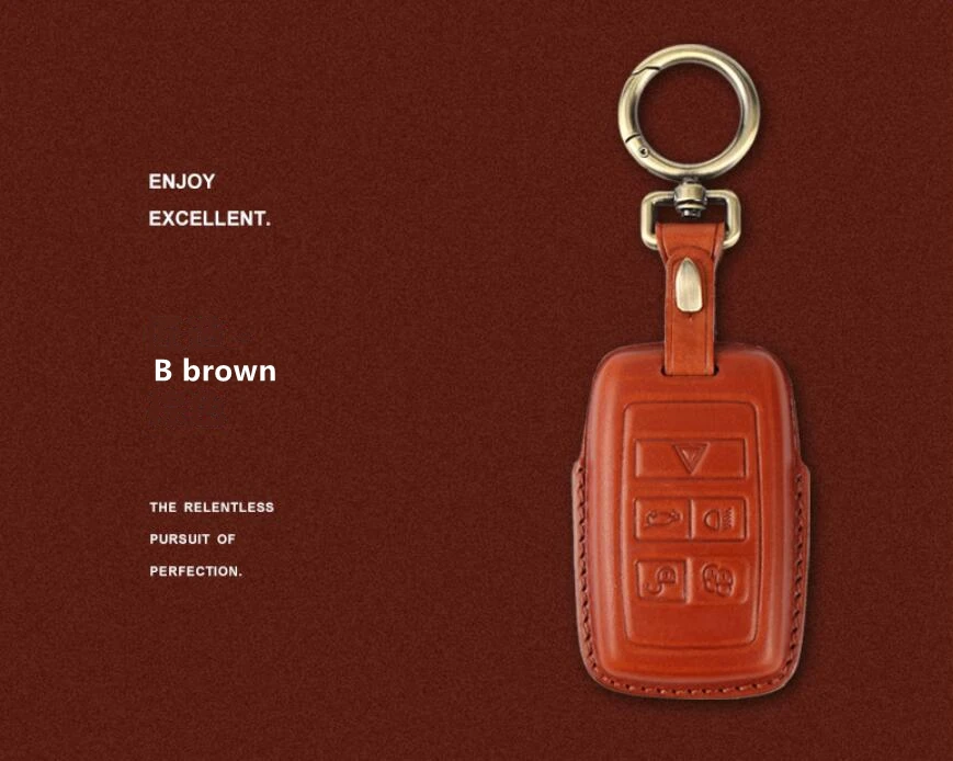 Car Genuine Leather Key Case Holder For Land Rover Range Discovery 5 Sport Jaguar E-PACE XEL Cover Accessories | Автомобили и