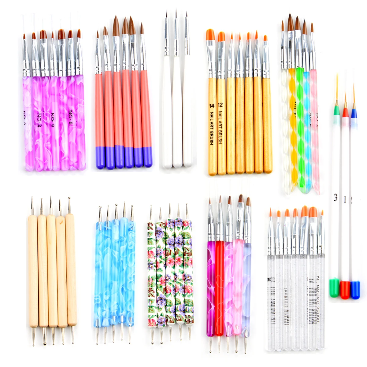 

UV Gel Brush Liner Painting Pen Acrylic Drawing Brush for Nails Gradient Rhinestone Handle Nail Art Tool