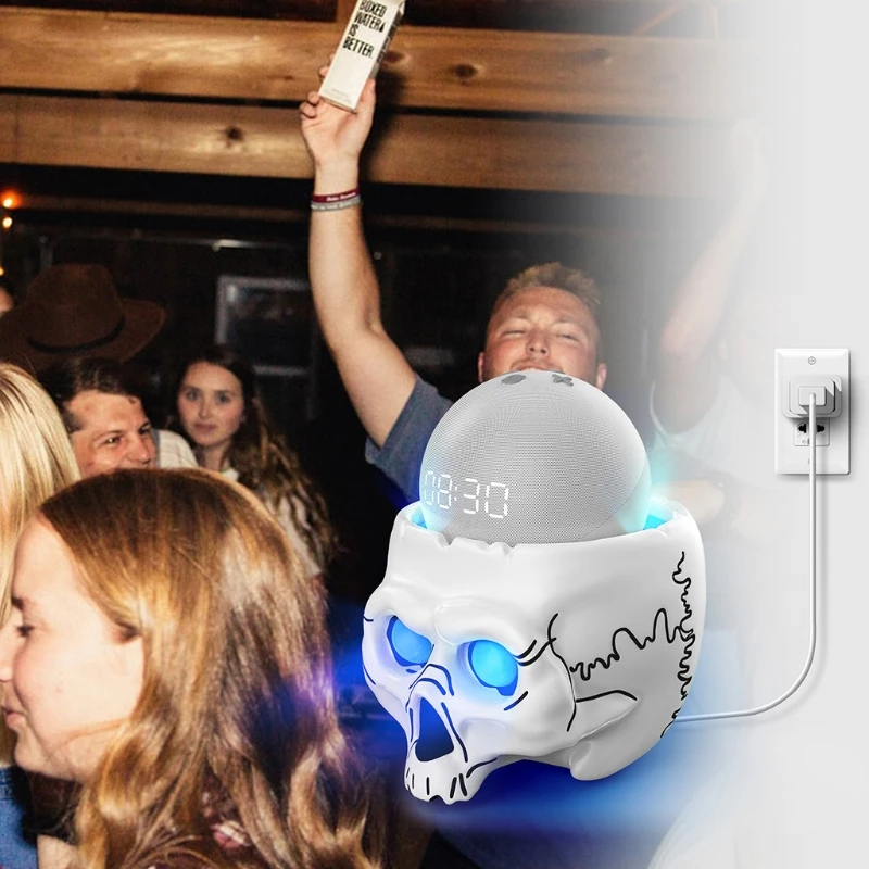 

Resin Skeleton Speaker Mounts Desktop Stands Brackets with Shining Light Compatible with AmazonEcho Dot4 Speaker Mounts