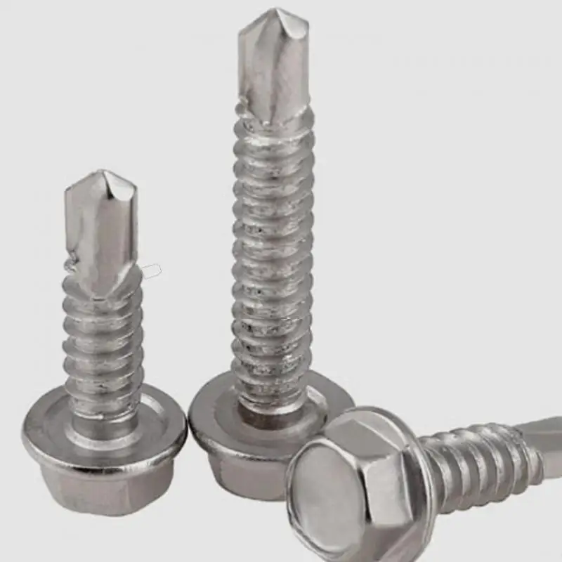 

50pcs Hexagon Head with Collar Self Drilling Screw Stainless Steel Hex Drill Tail Self Tapping Screws