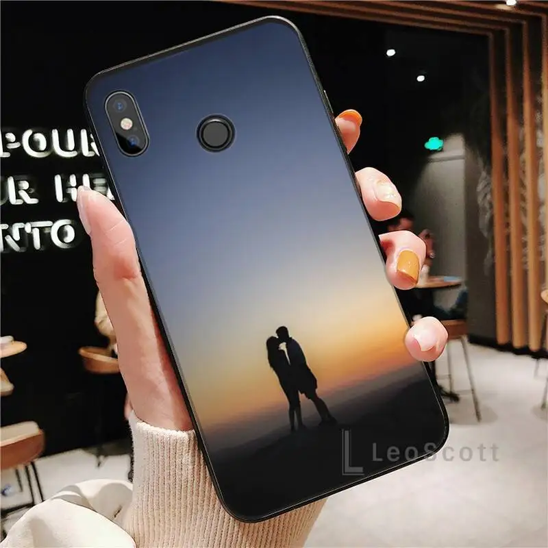 

Back view sunset sweet couple Fashion art aesthetic Luxury cool Phone Case For Xiaomi Redmi Note 4 4x 5 6 7 8 pro S2 PLUS 6A PRO