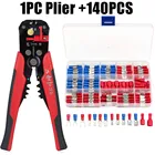 140 шт. Полный Изолированный вилка U-типа красныйсиний набор клемм ОБЖИМНАЯ лопатка для электрического кабеля кольцевой соединитель и 1 шт обжимные плоскогубцы