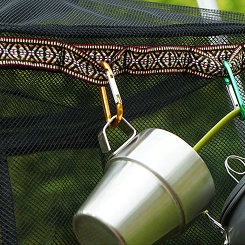 

Outdoor Foldable Hanging Herb Drying Rack with Side Lanyard Hook Portable Camping 4 Layers Dry Zipper Mesh Net Organizer