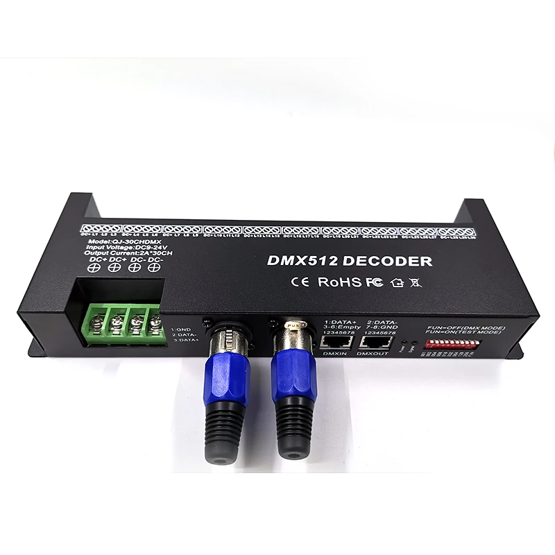 30-канальный RGB DMX512 декодер светодиодный регулятор полосы 60 А DMX диммер Входная